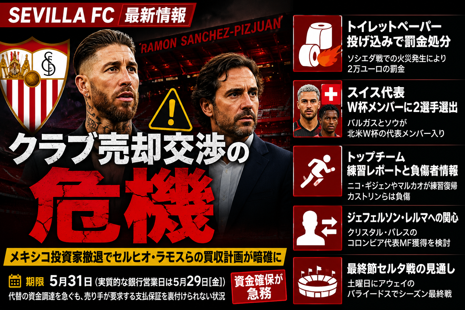 クラブ売却交渉の危機 | セビージャFC のサムネイル画像